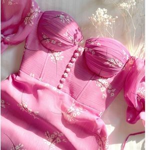 Pink off-the-shoulder dress